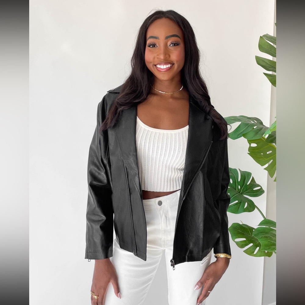 NWT Grey Bandit Tenley Black Faux Leather Jacket - Small